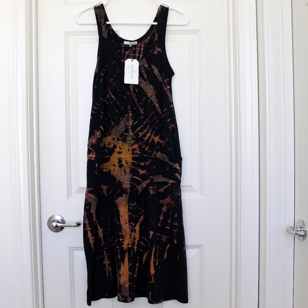 Handmade tie dye James Perse knit tank drop waist dress by Hue Revival